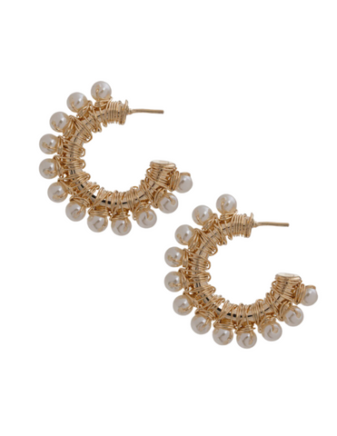 Bracha Harlow Pearl Hoop Earrings